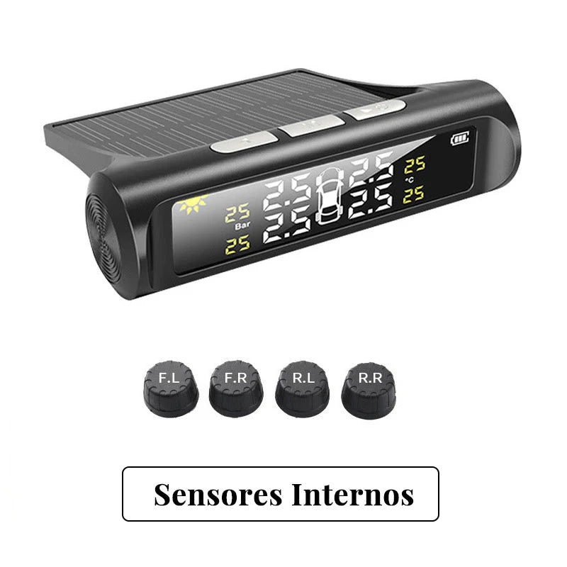 Solar Tire Pressure Monitor for Four Wheels with Real-Time Display